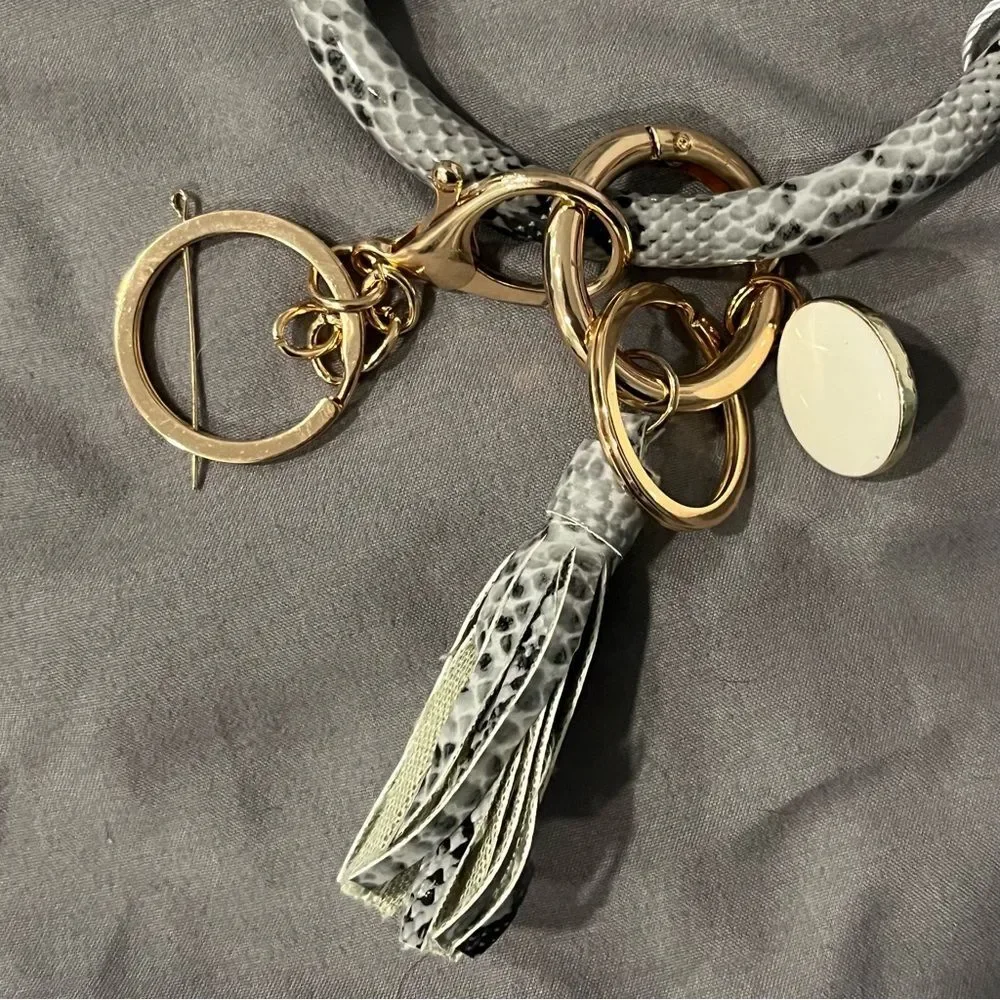 NWT Grey Python Keychain Bracelet